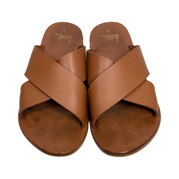 beek Shoes - Beek Palila Tan Leather Slide Sandals Women’s Size 8